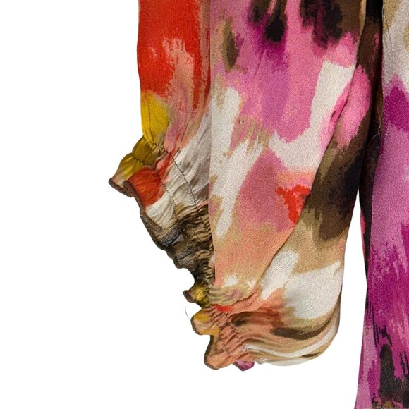 Sunny Leigh Pink Watercolor Flowy Blouse XL - Picture 3 of 5